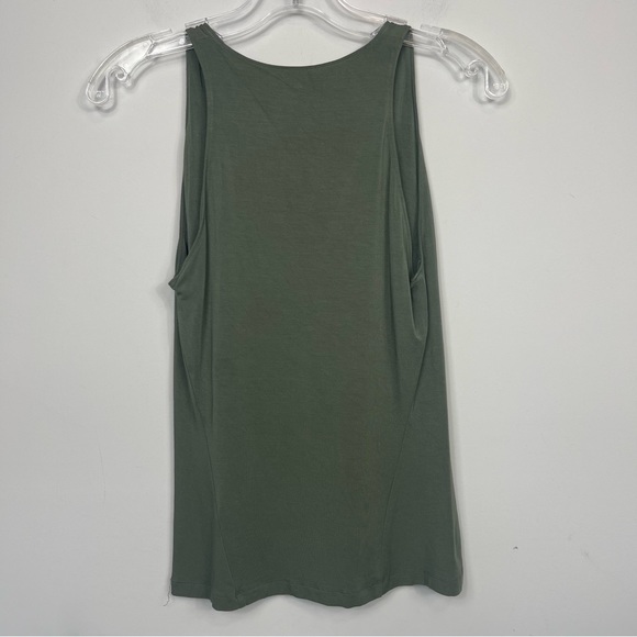 Donna Karan Sleeveless V-Neck Top Olive Army Green Double Layered Strtch Rayon S - Picture 9 of 13